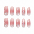 Pink Glitter Gradient Press-On Nails on a pure white background, front view