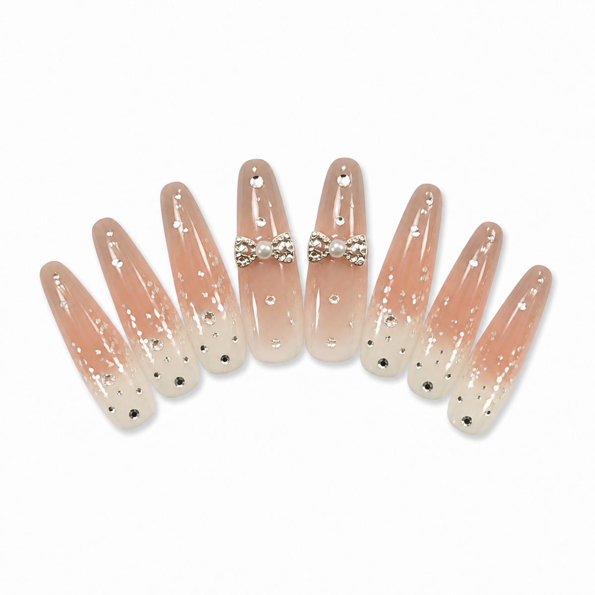 Champagne Star Dream Press-On Nails on a pure white background, view 3
