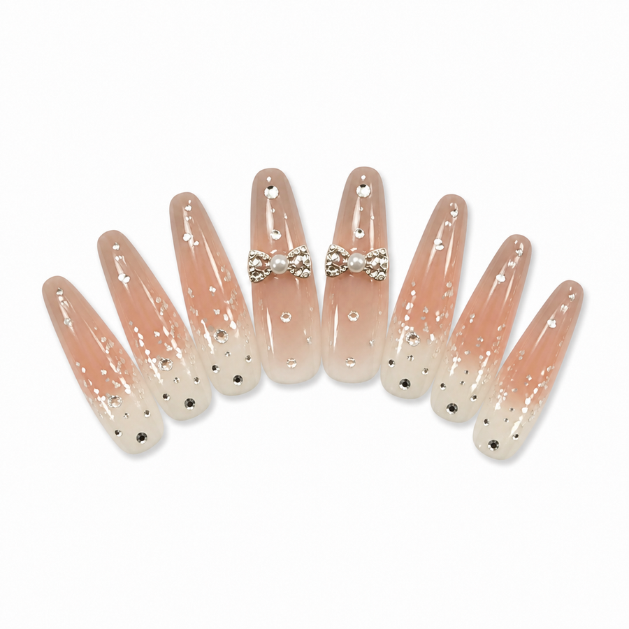 Champagne Star Dream Press-On Nails on a pure white background, view 3