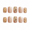 Champagne Crystal Short Press-On Nails on a pure white background, front view