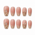 Peach Champagne Glitter Press-On Nails on a pure white background, front view