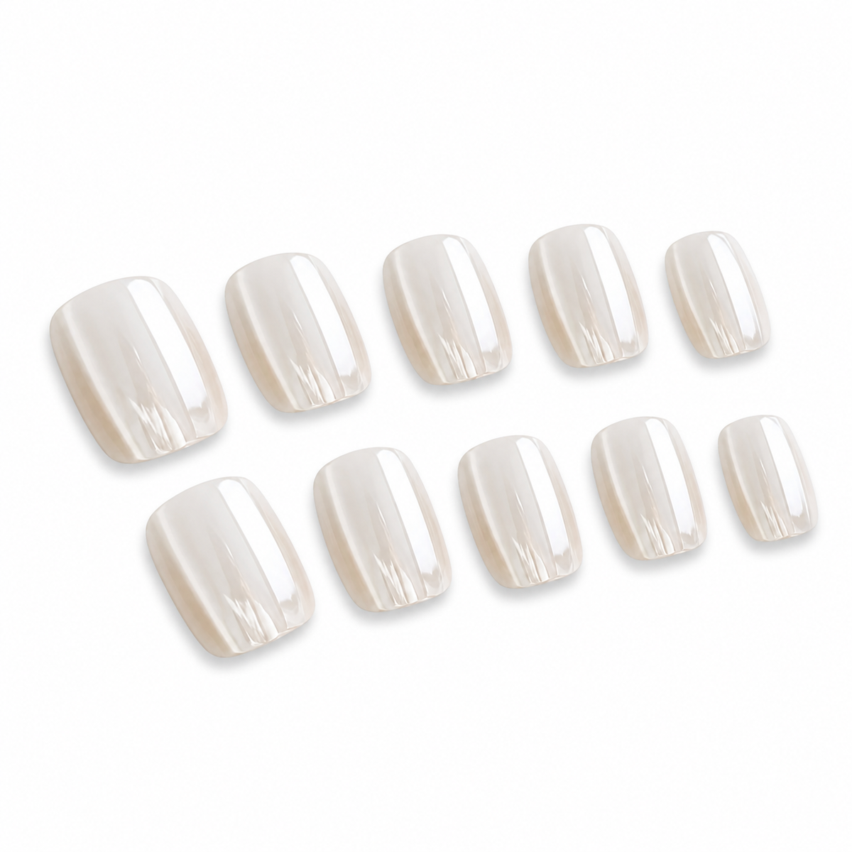 Moonlight White Chrome Press-On Nails on a pure white background, view 2