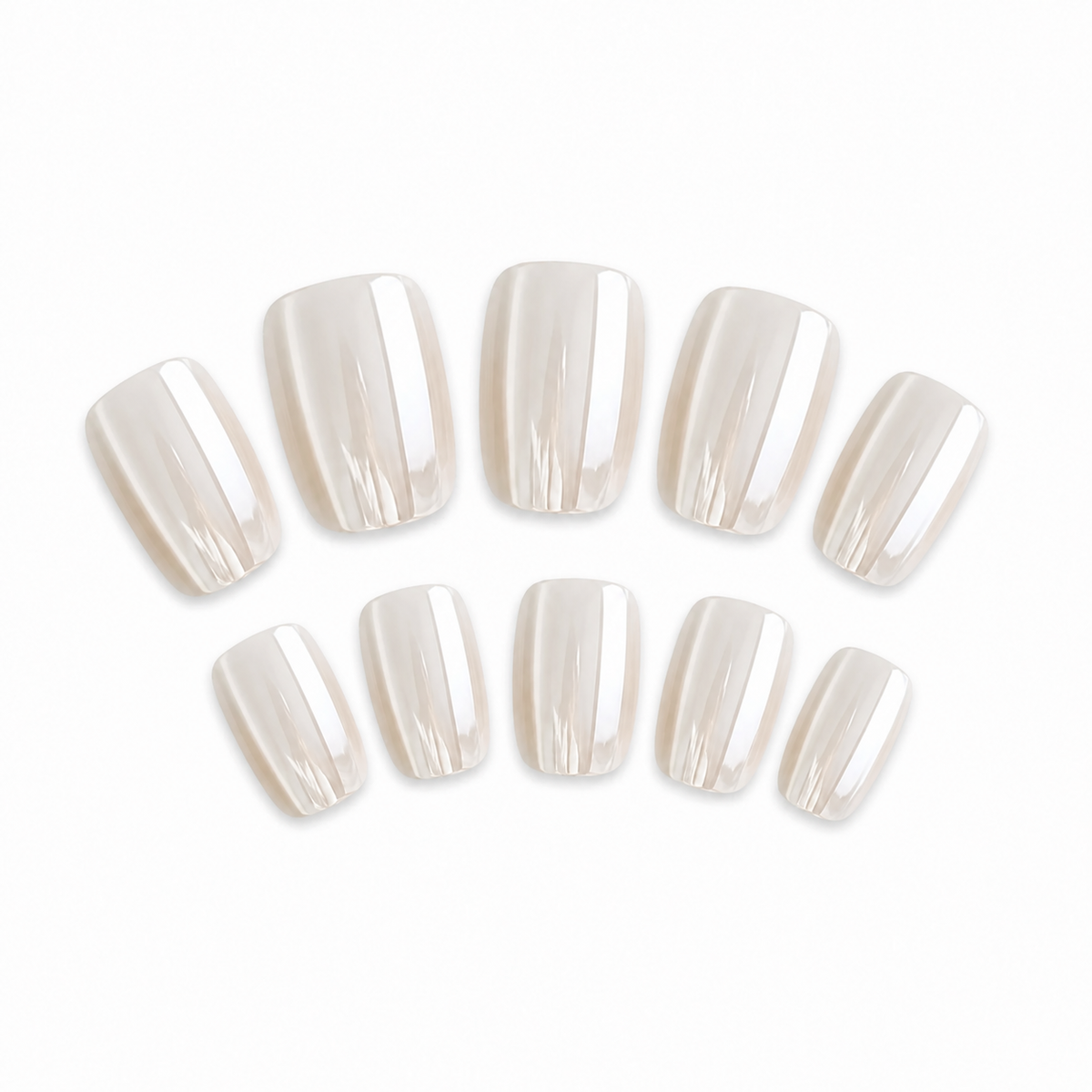 Moonlight White Chrome Press-On Nails on a pure white background, view 3