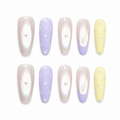 Pastel Lavender Lemon Press-On Nails on a pure white background, front view