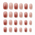 Caramel Rose Glitter 24-Piece Press-On Nails on a pure white background, front view