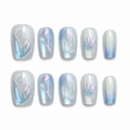 Blue Ocean Chrome Press-On Nails on a pure white background, front view